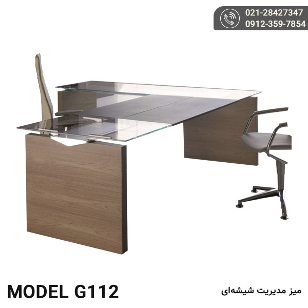میز مدیریت شیشه ای و ام دی اف مدل G112